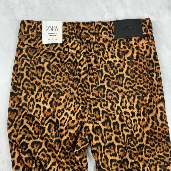 Zara: Jaguar Animal Print Stretchy Full Length Mid Rise Skinny Jeans Size 2 NWT - Picture 6 of 6